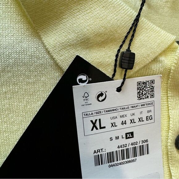 Zara Vintage Lighweight Pale Yellow Knit Polo Shirt - Picture 9 of 10